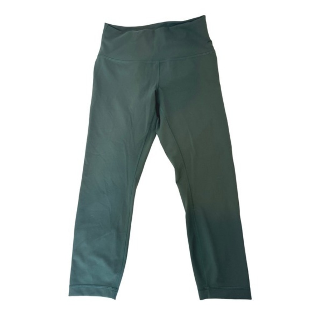 Lululemon Wundertrain High Rise Crop Leggings Dark Legacy Green Size 10 EUC